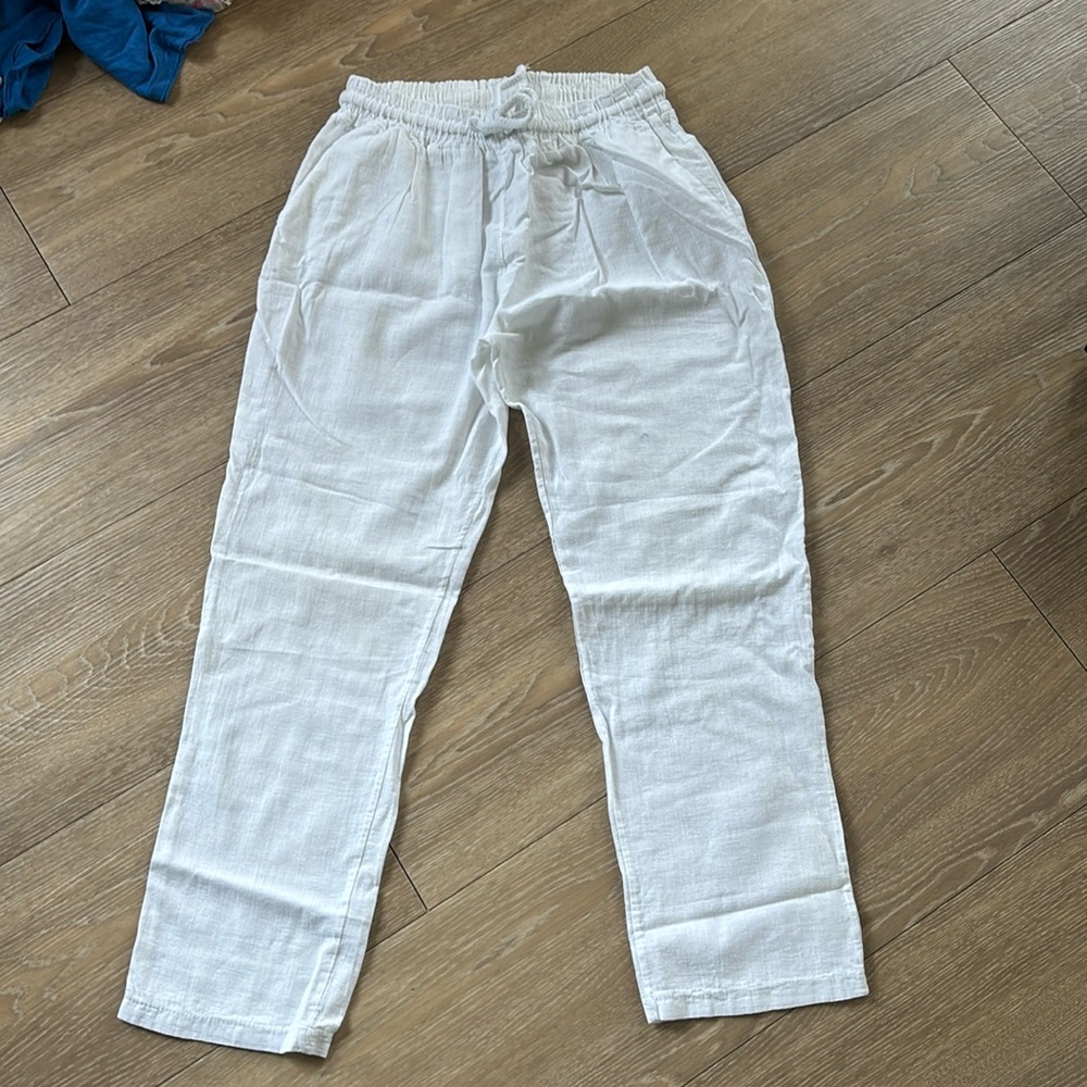 WHITE LINEN PANTS MADE IN ITALY